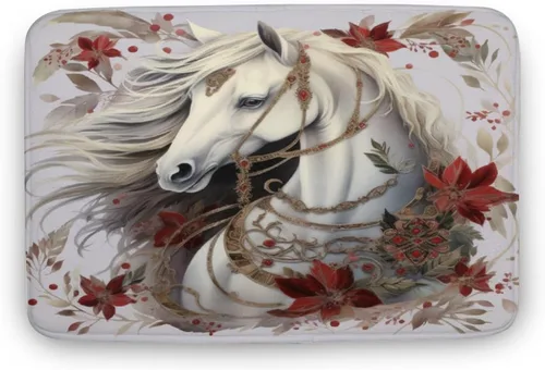 Miniatura 13 de Alfombra de baño de flores de caballo blanco, regalos de caballo para niñas, alfombra de baño de terciopelo antideslizante, tapete de ducha de felpa
