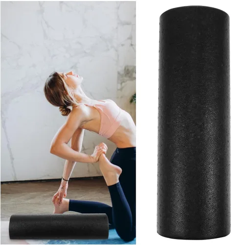 Miniatura 6 de Rodillo de yoga de espuma de alta densidad, rodillo de fitness y ejercicio negro para músculos, espalda, hombro, cuello, piernas, masaje