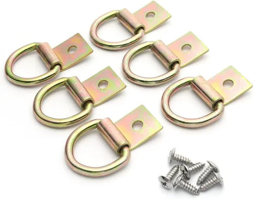 Miniatura 2 de 6 ganchos de anclaje de acero con anillo en D para sujeción, anillos de amarre resistentes de acero recubierto de zinc de 1/4 pulgadas para anclajes