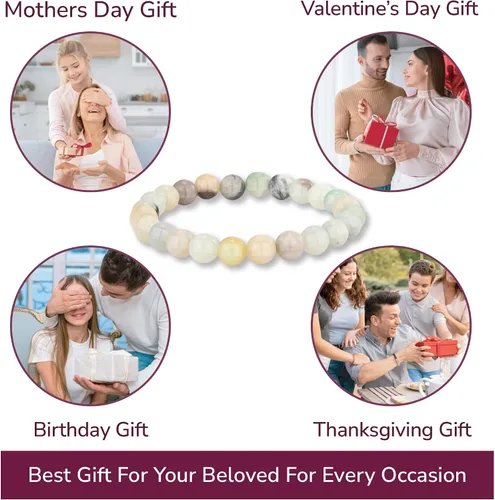 Miniatura 37 de Crystal Vibe Pulseras de cuentas de 0.315 in para mujeres y hombres, pulseras de cristal con piedras preciosas naturales, tamaño elástico ajustable