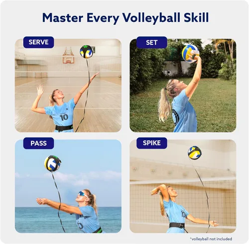 Miniatura 3 de Ayuda para equipo de entrenamiento de voleibol MOTOMY™ ‘VolleyPal’ – Entrenador de rebote en solitario para saque, pico, colocación y pase; Equipo