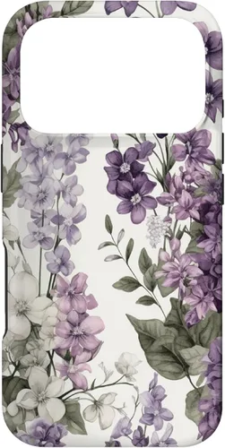 Miniatura 29 de Funda para iPhone XR White Violet Purple Lavender Lilac Floral con flores botánicas