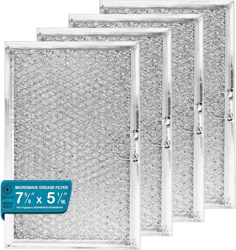 Frigidaire 5304464105, 5304509444, 5304478913 Filtro de grasa para microondas 5-1/16 x 7-5/8 x 1/8 pulgadas (empaquetado en caja) (paquete de 4)