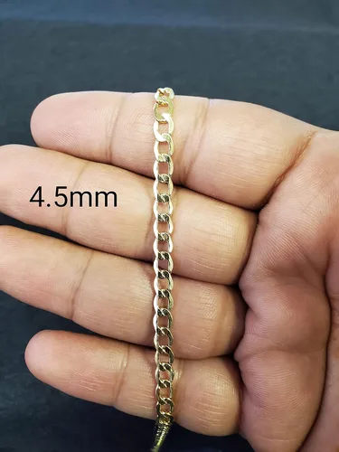 Miniatura 8 de Pulsera hueca de oro amarillo de 10 quilates y tobillera para mujer, 0.138in, Oro