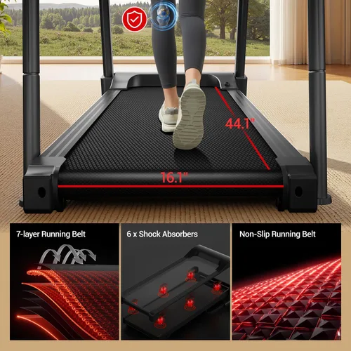 Miniatura 6 de UMAY Caminadora de fitness con inclinación, cintas de correr compactas plegables para el hogar con sensores de pulso, capacidad máxima de 300/400