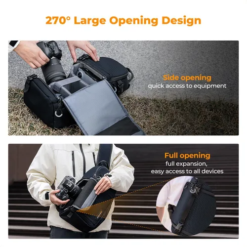 Miniatura 5 de K&F CONCEPT Bolso de Hombro para Cámara de Estilo Bandolera Bolso para Cámara Compatible con Canon/Nikon/Sony/Fuji/Gopro/DJI para Fotografía Azul