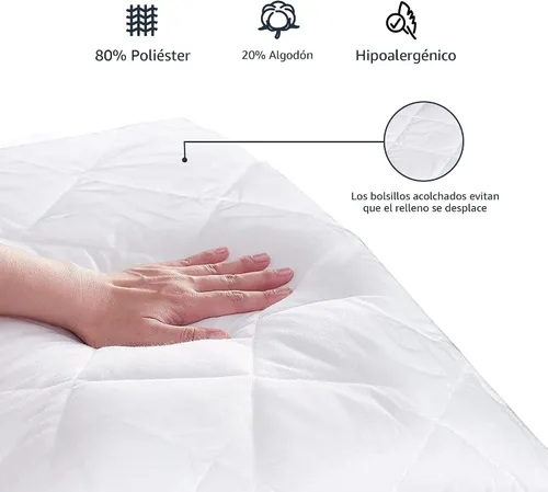 Miniatura 3 de Amazon Basics Protector de Colchón Acolchado Hipoalergénico, 18 Pulgadas de Profundidad, Individual, Blanco