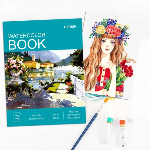 Miniatura 6 de Bloc de papel de acuarela para practicar, cuaderno de bocetos de acuarela, 9 x 12 pulgadas, bloc para pintura de acuarela, lápiz, tinta, pastel