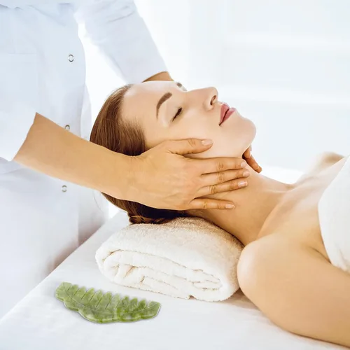 Miniatura 7 de Geiserailie 2 piezas de peines de jade, suministros para esteticista, para masaje, piedra para el cabello, Gua Sha, raspado del cuero cabelludo