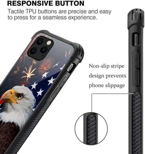 Miniatura 4 de ZHEGAILIAN Funda para iPhone 13, protección de grado militar, esquinas a prueba de golpes, funda antiarañazos para iPhone 13, águila americana