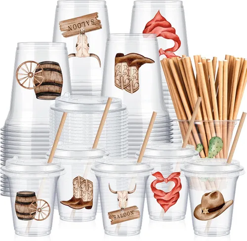 Miniatura 14 de Qinyoung Juego de 60 vasos de plástico pirata a granel de 14 onzas con temática del tesoro pirata, suministros de recuerdo para fiesta, café helado