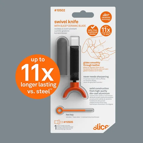 Miniatura 7 de Slice 10502, cuchillo giratorio, ideal para patrones detallados en trabajos de cuero, hoja de cerámica amigable con los dedos, nunca necesita