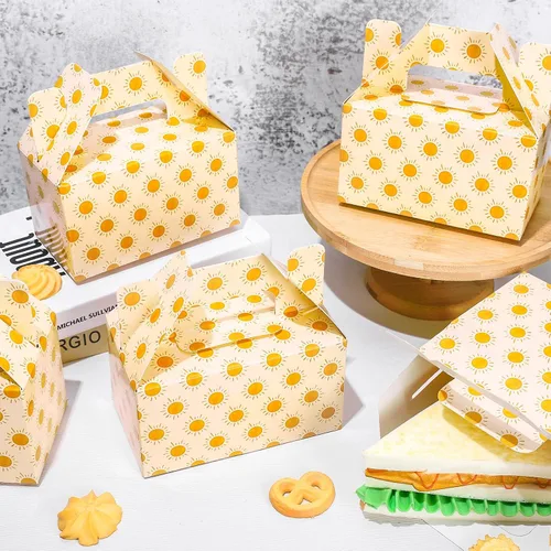 Miniatura 5 de Whaline 24 cajas de regalo bohemias para el sol, acuarela, sol, caramelo, pastel, con asas, bonitas cajas de cartón para regalos de baby shower