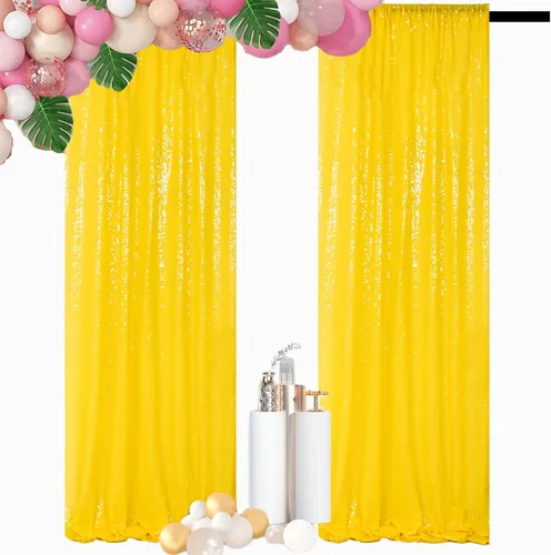 Miniatura 18 de DUOBAO Cortinas de lentejuelas 2 paneles de 2 x 8 pies, cortina de fondo con purpurina arcoíris para fiestas de Navidad, cortinas de secuencia