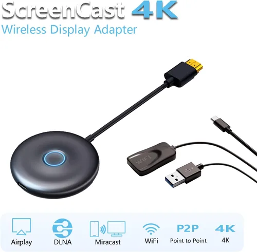 Miniatura 2 de Adaptador de pantalla inalámbrico 4K, para iOS/MacOS/Android Mirroring/Pantalla de transmisión a TV/Proyector/Monitor, utilizado