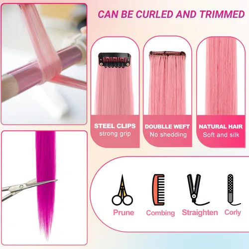 Miniatura 3 de Extensiones de cabello sintético de 22 pulgadas, extensiones de cabello sintético largo y lacio con clip, extensiones de cabello sintético para Negro