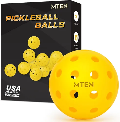 MTEN Pelotas de pickleball para exteriores, aprobadas por USAPA, paquete de 12 bolas de pickleball de 40 agujeros para exteriores, alto rebote