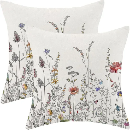 Miniatura 29 de AEIOAE Fundas de Almohada de Primavera 12x20 Pulgadas Juego de 2, Fundas de Almohadas Decorativas de Flores Silvestres y Plantas Verde Salvia