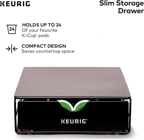 Miniatura 7 de Keurig K- Slim - Cafetera de cápsulas K-Cup de una sola porción, tecnología multistream, cajón de almacenamiento negro y delgado no rodante