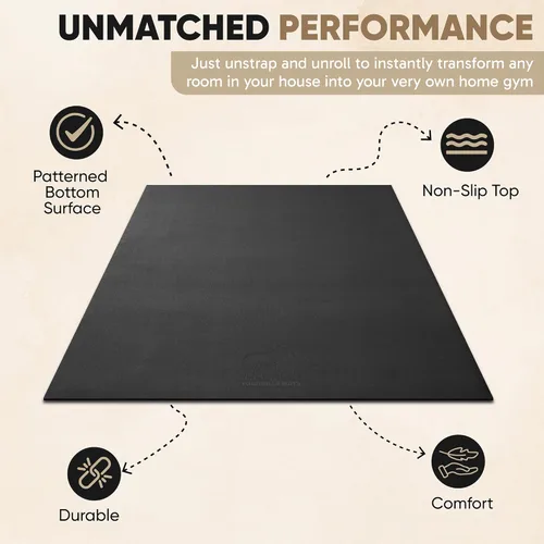 Miniatura 3 de Gorilla Mats Alfombrilla de ejercicio grande de alta calidad, de 6 x 4 x 1/4 pulgadas, ultra duradera, antideslizante, tapete de entrenamiento