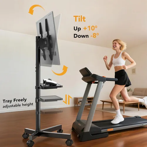 Miniatura 3 de Hemudu - Soporte de TV móvil para televisores de pantalla plana LCD LED de 23 a 60 pulgadas, carrito de TV con capacidad de hasta 77 libras, soporte