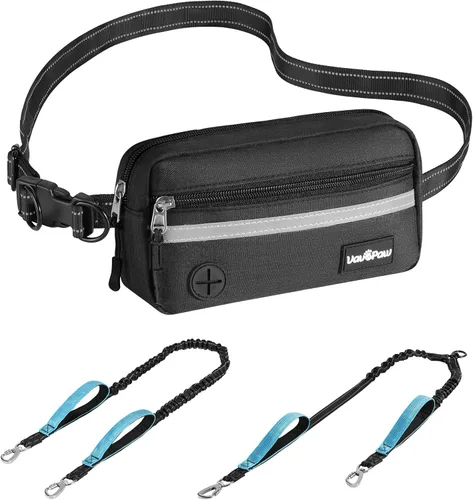 Miniatura 9 de VavoPaw Correa de perro manos libres para 2 perros con bolsa, correa de cintura para pasear perros, trotar, senderismo, correas retráctiles con asas
