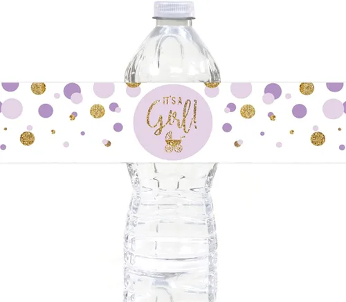 Miniatura 20 de Andaz Press Colección de fiesta de baby shower con purpurina dorada y lavanda, banderín colgante con cuerda, Welcome Baby!, 5 pies, 1 juego