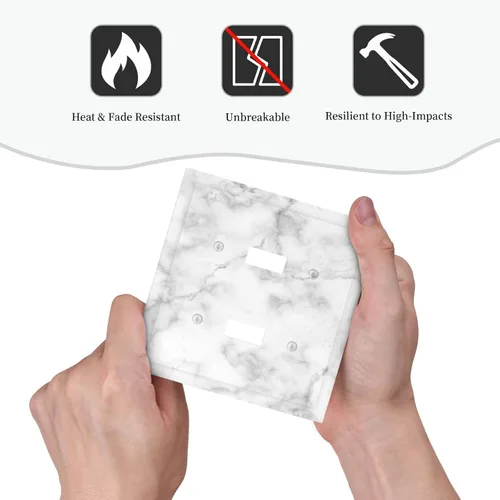 Miniatura 6 de Cubierta decorativa de interruptor de luz de mármol blanco y gris, placa frontal de plástico de 2 bandas para decoración de baño, hogar, dormitorio