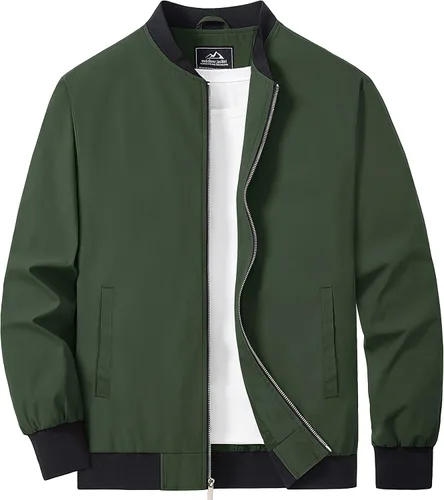 MAGCOMSEN Chaqueta bomber para hombre, ligera, casual, con cremallera, rompevientos, primavera, otoño, abrigo de golf con bolsillos