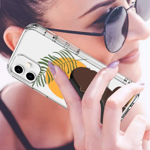 Miniatura 2 de LUHOURI Funda diseñada para iPhone 12 Mini con protector de pantalla, acrílico transparente para mujeres y niñas, funda protectora de ajuste delgado