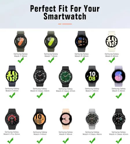 Miniatura 2 de MoKo Correa sin huecos compatible con Samsung Galaxy Watch 7 6 5 4 FE Band 40mm 44mm/Watch 5 Pro 45mm/6 4 Classic 43mm 47mm 42mm 46mm, correa Azul