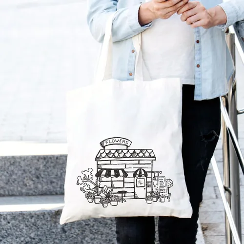 Miniatura 6 de Bolsa de lona de algodón para mujer, bolsa de regalo reutilizable, bolsa de hombro para compras, playa, bolsa de hombro