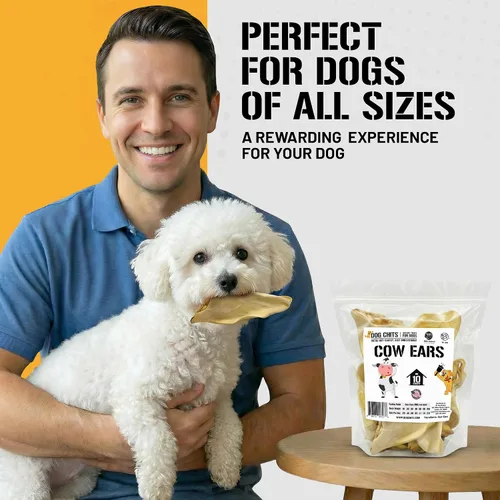 Miniatura 6 de Dog Chits Orejas de vaca para perros – Golosinas para perros totalmente naturales con orejas de vaca y masticables de entrenamiento – Alto