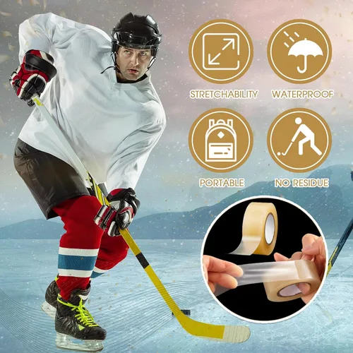 Miniatura 2 de Meooeck Clear Hockey Sock Tape Adhesive Shin Guard Stick Tape Roll for Gear Multipurpose Equipment Ice Skate Field Soccer Sports Gifts Accessories