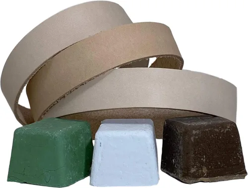 Miniatura 4 de Leatherbeltman - Paquete de 3 cinturones de cuero de 3/4 x 12 pulgadas para Ken Onion Work Sharp - Incluye compuestos de pulido verde, blanco