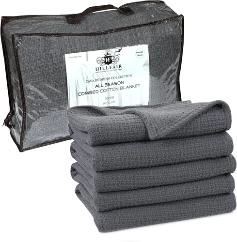 Miniatura 9 de HILLFAIR Manta 100% algodón peinado, manta de cama Twin XL, suave, acogedora, cálida, mantas multipropósito para decoración del hogar de lujo, 66 x