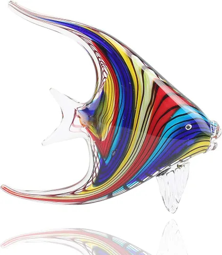 Miniatura 7 de Hophen Art - Figura de cristal de golondrina de ángel tropical soplada hecha a mano, escultura de animales marinos, decoración del hogar, estatua