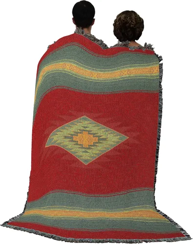 Miniatura 3 de Pure Country Weavers Manta Baja – Inspirada en los nativos americanos del suroeste – Manta de regalo tejida de algodón – Fabricada en los Estados
