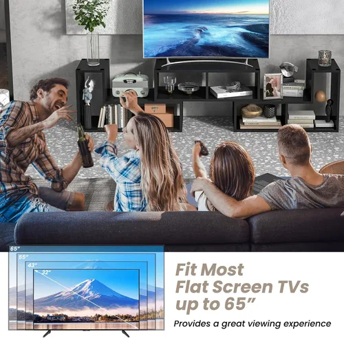 Miniatura 5 de KOTEK Soporte de TV para TV de 50, 55, 60, 65 pulgadas, organizador de estantería de combinación gratuita, mesa consola de TV con estantes