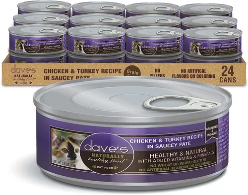 Miniatura 18 de Dave's Pet Food Grain Free Wet Cat Food (Chicken & Duck Saucey Pate), Naturally Healthy Canned, Added Vitamins & Minerals, Wheat Free, 5.5 oz