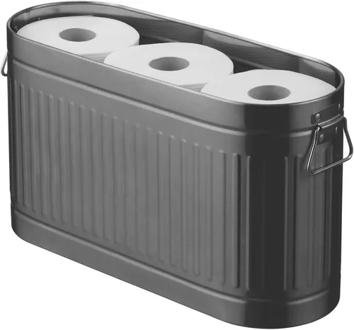 mDesign Organizador grande de papel higiénico de acero, contenedor de almacenamiento de 6 rollos para suelo de baño, se adapta debajo del fregadero,