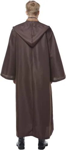 Miniatura 5 de CosplaySky Disfraz para adultos, túnica con capucha, uniforme de color marrón