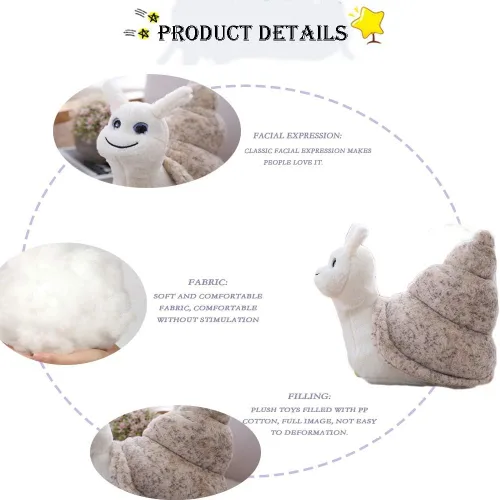 Miniatura 3 de Animal de peluche de caracol de 7 pulgadas, lindo caracol dormido suave, regalo para niños