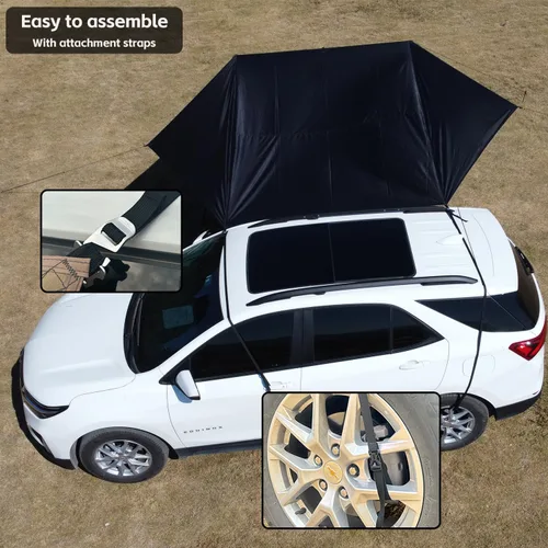 Miniatura 7 de Toldo para Automóvil Camping SUV Refugio Solar Impermeable Universal Carpa Toldo Anti-UV para Furgoneta Autocaravana Caravana Camión Vehículo Negro