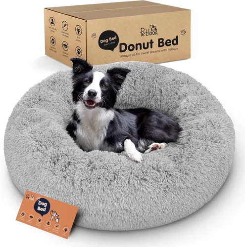 Miniatura 10 de Cama para perros con forma de dona, comodidad prémium para aliviar la ansiedad, diseño esponjoso y calmante con soporte ultra afelpado, acogedora