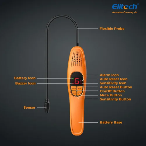 Miniatura 6 de Elitech Detector de fugas de refrigerante, detector de fugas de freón, freón Sniffer Detector de fugas de gas halógeno automotriz para R134A R410A