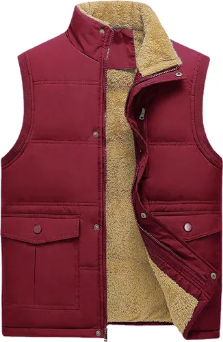 Miniatura 29 de Chaleco acolchado de invierno cálido para hombre, con forro polar grueso, sin mangas, chaqueta sin mangas