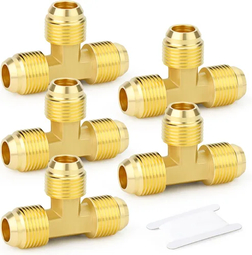 Miniatura 16 de GASHER Adaptador de codo de montaje de tubo de latón de 1/2 pulgada flare x 1/2 pulgada NPT macho Pipe