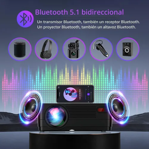 Miniatura 4 de Proyector con WiFi 5G y Bluetooth, proyector nativo 1080P [pantalla de proyector incluida], proyector de película Full HD 18000LM, pantalla de cine