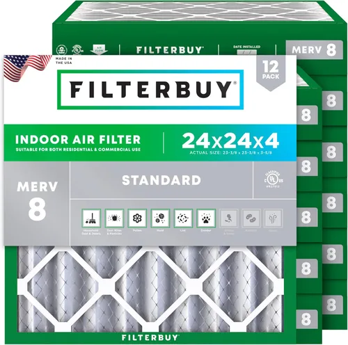 Miniatura 77 de Filterbuy - Filtro de aire de 16 x 25 x 1 pulgadas, MERV 8, Defensa Esencial contra el Polvo y las Alergias (paquete de 12), Filtros plisados
